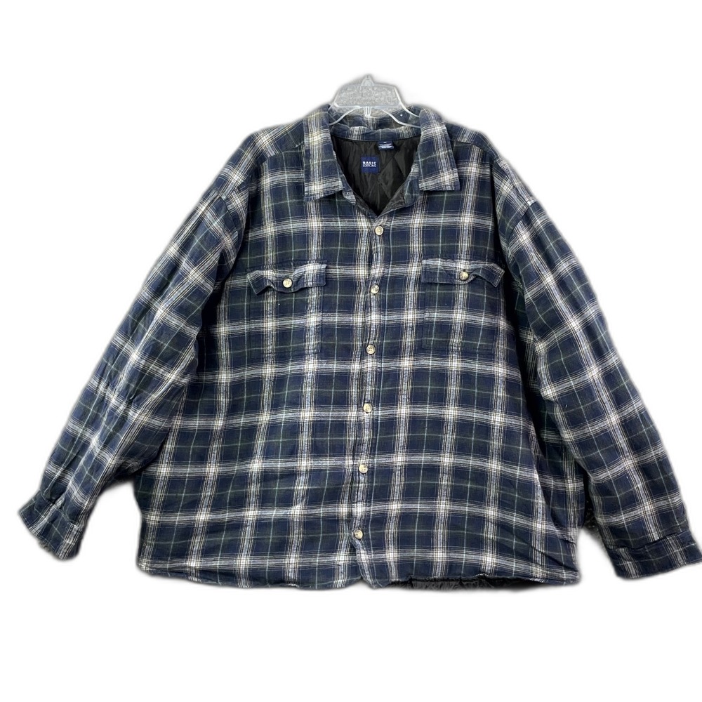 Basic Editions Flannel Shirt Jacket‎ Mens 4X Plaid Quilted Lined Shacket Outdoor